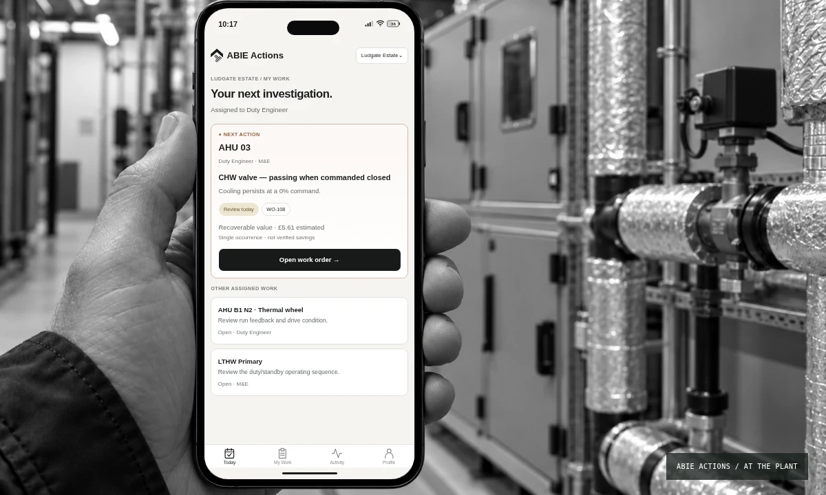 Assigned work appearing in the mobile Actions workflow